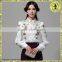 Philippine Silk Satin Flower Printed Mature White Collar Shirt