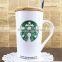starbuck new style super capacity 16 OZ ceramic gift mug with wooden lid and stainless steel spoon