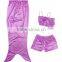 3 Piece Girls Kids Swimmable Mermaid Tail Swimwear Bikini Bathing Suit Beachwear