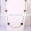Pave Crystal Clover Druzy Agate Stone Necklace, Gold plated Wire Wrapped Beaded Rosary chain Black beads Necklace