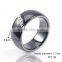 Stainless steel Ceramic micro-setting cz diamond new coming design black simple ring jewelry