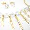 Stainless Steel Gold Tone Bar Tassel Crystal Jewelry Set Necklace