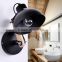 Flexible Arm Modern Black Metal And Wood Wall Lamp For Hotel Room Loft