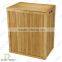 Folding Bamboo Laundry Hamper with Hinged Lid and Cotton Liner