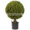Potted mini green artificial plant leaf ball topiary , artificial boxwood topiary tree