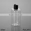 cosmetic packaging flat shoulder clear beard oil lotion square 250ml rectangle plastic shampoo bottle with golden disc top cap