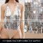 Sexy Backless Halter Silver Sequin Bodysuits Ladies Sexy Bodysuit