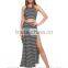 Women Sexy Club Dress Strapless Striped Pencil Casual Dress