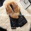 2016 Europe Hot Sale Latest Design Winter Sheep Leather With Faux Fox Fur Collar Vest Fashion Warm Woman Vest