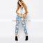 light blue fashion ripped jeans women with star print