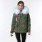 High quality beading outerwear women fur parka with white raccoon fur
