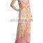 fashion women colorful silk dressing gown dress cut out back printed silk gown evening dress 2015