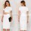 Hot Sale 2015 new fashion cutout white midi ladies dress