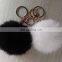 Colorful and cute real rabbit fur pom pom ball keyrings