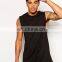 2016 fashion men all black 100% cotton longline sleeveless tshirts wholesale blank tee shirts china