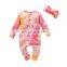 Autumn 2020 new children's wear girls and LADIES Multi color tie dye long sleeve pit stripe one piece long creeping romper suit