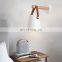 Modern minimalist macaron wood belt iron art led wall lamps for decoration