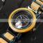 Hot Sales Custom Logo Stainless Steel Bamboo Wooden Watch With Chronograph & Quartz Pusher Push Buttons