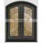 Wrought iron arched double oval glass entry doors prices