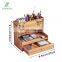 Wooden Pen Organizer Multi-Functional DIY Pen Holder Box Art Supply Organizer Desktop Stationary Storage with Drawer for Office