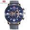 MINI FOCUS MF0025G Popular Casual Quartz Watch Men Chrono 3 dial 6 Hands Leather Strap Waterproof Multifunction Watches for Boy