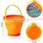 Multi Portable 2.5L Silicone Kids Outdoor Beach Camping Round Water Food Fishing Collapsible Foldable Pail Bucket with Shovels