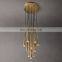 Aquitaine Luxury Brass Raindrops Linear Round Metal Industrial Chandelier For Living Room Hotel  Home Decoration Lighting