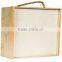 Natural Pine Wood Handmade Wine Bottle Gift Box With Rope Handle