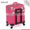 2016 Hot selling Pink color Functional professional Trolley case Makeup box cosmetic display Case