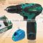 12V double speed Li-ion battery industrail grade waterproof electric drill charged electric drill,+1 battery+1charger