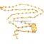 316 Gold Plated Catholic Family 3mm Rosary Beads Necklace with Cross Virgin Mary Medal Religious Necklace Jewelry for Prayers