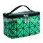 Hot Sale High Capacity Geometric Square Pattern Shiny pu Cosmetic Bag