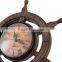 Rosewood ship wheel Brass Nautical Marine Wall Decor clock 2041