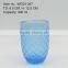 press glass Wine goblet,Hiball,DOF, sundae cup in Seablue color with Knit embossed patern