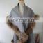 Grey Pashmina Shawl With Fur Trimmed Splendid Natural Raccoon Fur Trim With Cashmere Like Cape Poncho