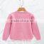 New Design Cardigan Computer Knitted Sweater Lace Hem for Big Girls