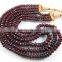 Natural Rhodonite Garnet Roundle Beads 3 strands in 1 necklace