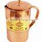 IndianArtVilla Pure Copper Designer Jug Pitcher With Lid 1750 ML - Storage Drinking Water Home Hotel Restaurant Benefit Yoga
