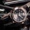 Stainless Steel lack Dial Analog Date Leather Strap Quartz Men Watch