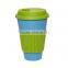 Food Safe Biodegradable Bamboo Fibre Drinking Cup with Silicone lid and sleeve