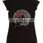 Women's T-shirt with " Afro Girl with Red Rose " in Rhinestones