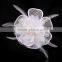 Wedding party brooch polka fabric flower brooches organza feather flower hair flower clip