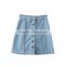 wholesale ladies A-line mini short denim skirts