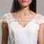 custom made clothing manufacturers white froral lace hem cap sleeve blank sexy woman romper