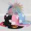 Myfur Girls Popular Hot Pink Baseball Cap and Hat with Multi-Color Raccoon Fur Pompom