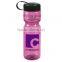 USA Made 28 oz Transparent Sports Bottle With Tethered Lid - BPA/BPS-free, FDA compliant and comes with your logo