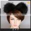 Double pompom hairband lovely fur fashion real raccoon fur pompom accessory