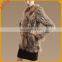 Natural color women rabbit fur knitted coat with real raccoon fur trim wholesale
