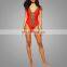 Alibaba New Summer Swimming's Wear Lady Girl Clothing Deep V-neck Swimsuit One Piece Beachwear Red Tassel Details Apparel