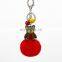 cartoon bear pom pom keychain for lady bag decoration
